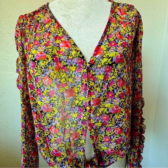 The East Order Freya Blouse Long Sleeve Floral Sheer Romantic Floral SZ XS - Picture 4 of 15